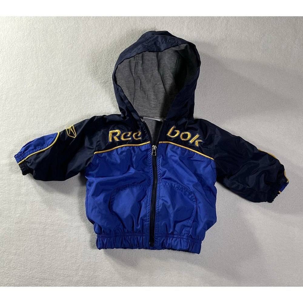 Reebok 6/9 Months Zip Up Hooded Lined Windbreaker Jacket Vintage